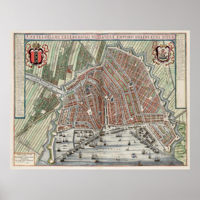 Affiches Vintage city map of Amsterdam (Devant)