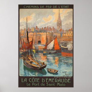 Affiches Vintage Côte d'Emeraude Saint Malo Tourisme portua