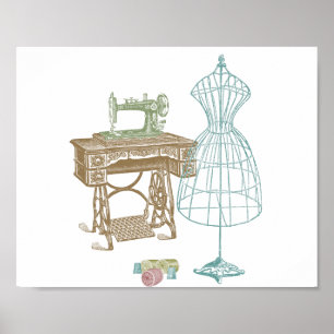Affiches Vintage Dressmaker Kit illustration
