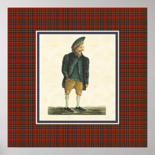 Affiches Vintage Écosse Highlander Moozie Tartan frontière