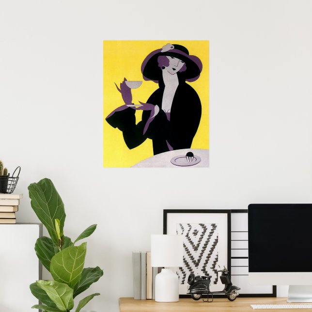 Affiches Vintage Elegant Woman Drinking Afternoon Tea Party (Bureau à domicile)
