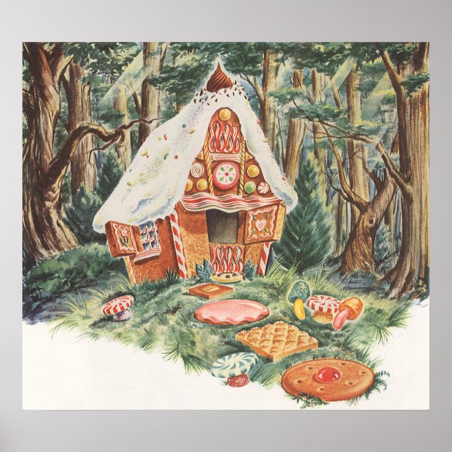 Affiches Vintage Fairy Tale, Hansel et Gretel Candy House (Devant)