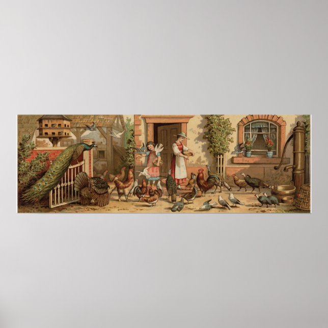 Affiches Vintage Farm House mère et fille Imprimer (Devant)