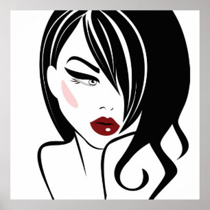Affiches Vintage fille lèvres rouges