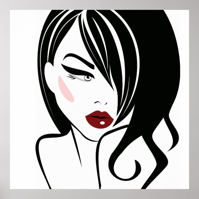 Affiches Vintage fille lèvres rouges (Devant)