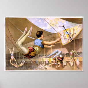 Affiches Vintage Five Male Trapeze Circus Performance
