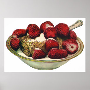 Affiches Vintage Food Healthy Breakfast Cereal Strawberries