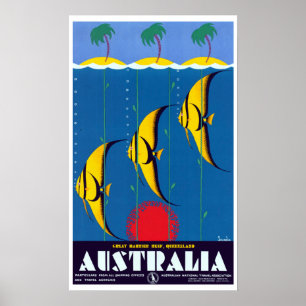 Affiches Vintage Great Barrier Reef Australie Voyage