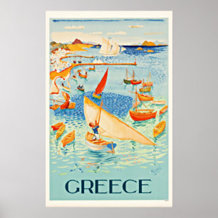 Affiches Vintage Grèce Maritime Voyage Art Imprimer