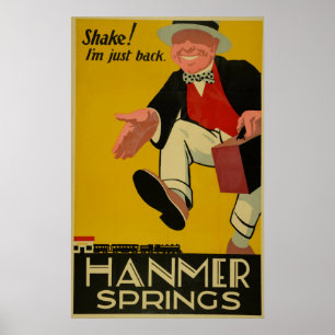 Affiches Vintage Hanmer Springs Voyage Nouvelle-Zélande