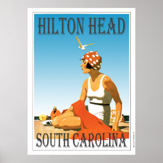 Affiches Vintage Hilton Head Beach Scene
