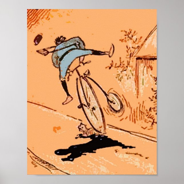 Affiches Vintage Humoristique Homme Bicyclette Ride Automne (Devant)