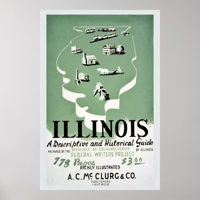 Affiches Vintage Illinois guide de voyage (Devant)