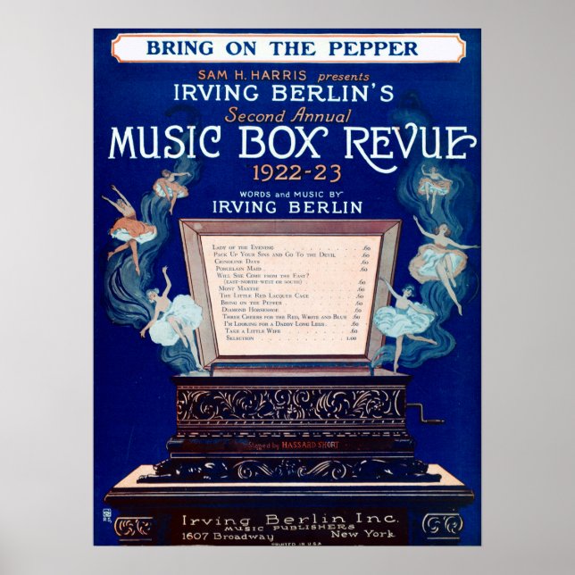 Affiches Vintage Irving Berlin Music Box Review 1922 (Devant)