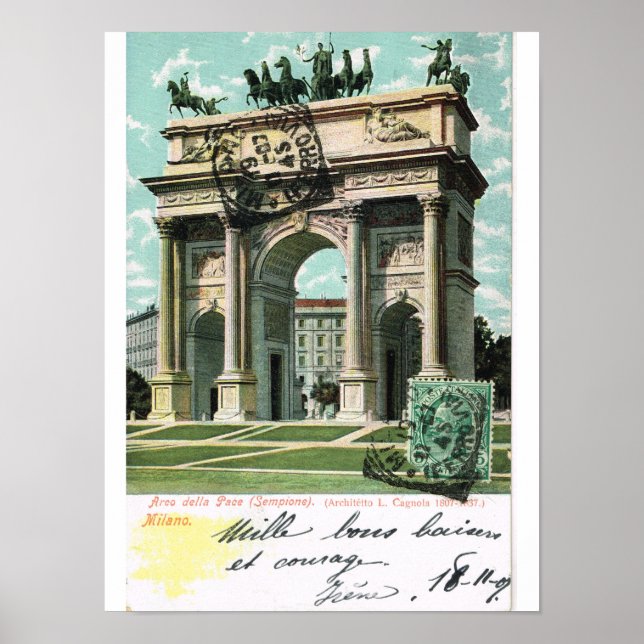 Affiches Vintage Italy, Milano, Arco della pace (Devant)