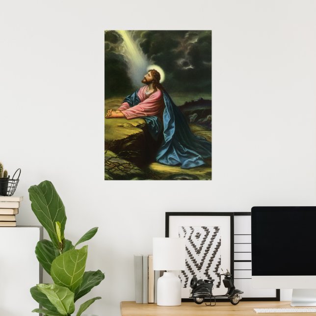 Affiches Vintage Jésus Christ prier, Jardin de Gethsémani (Bureau à domicile)