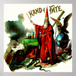 Affiches Vintage Magic Wizard Merlin Fate Litho Label Art