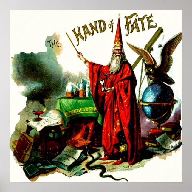 Affiches Vintage Magic Wizard Merlin Fate Litho Label Art (Devant)