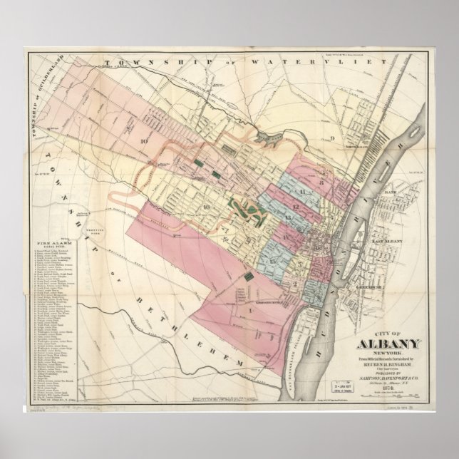 Affiches Vintage Map of Albany (Devant)