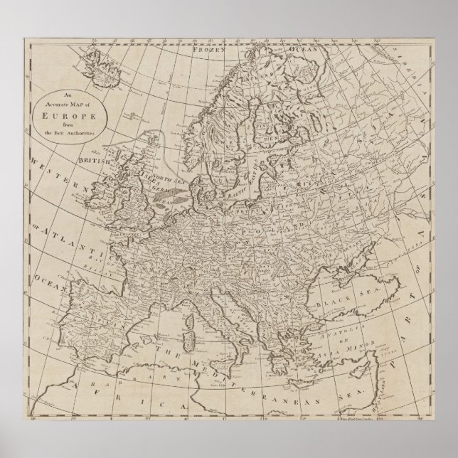Affiches Vintage map of Europe (1800) (Devant)