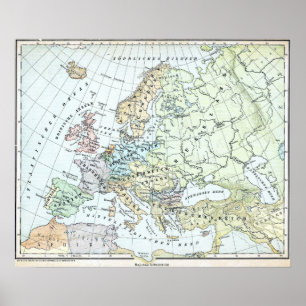 Affiches Vintage map of Europe (1899)