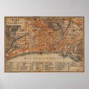 Affiches Vintage Map of Nice