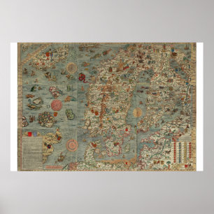 Affiches Vintage map of Scandinavia