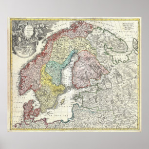 Affiches Vintage Map of Scandinavia