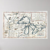 Vintage Map of the Great Lakes (1696)