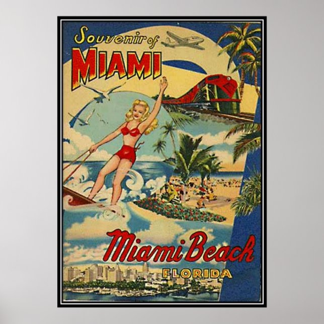 Affiches Vintage Miami Beach, Floride, États-Unis - (Devant)