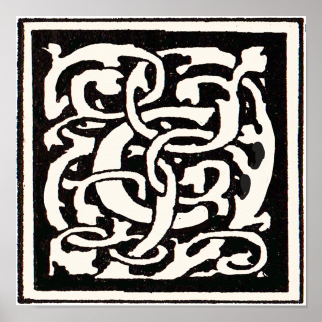 Affiches Vintage Monogram C Art Nouveau Letter (Devant)