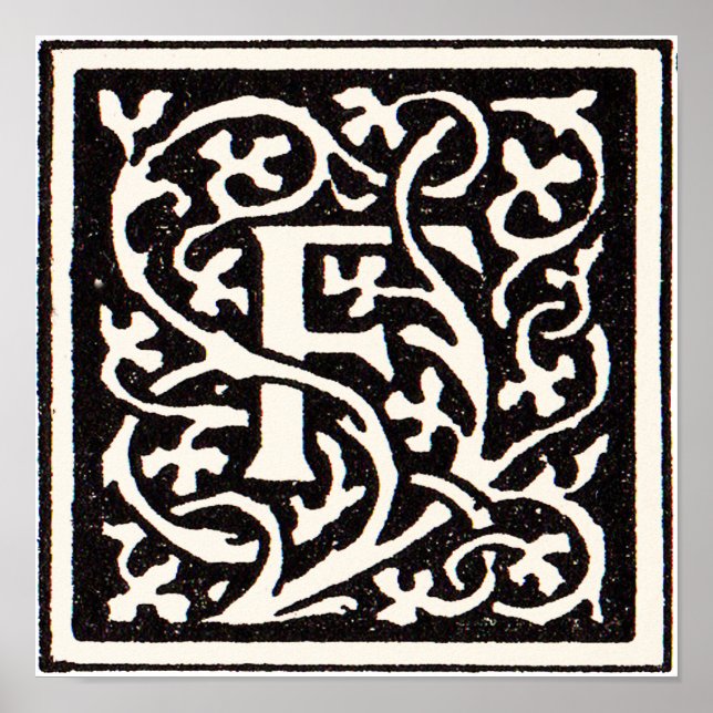 Affiches Vintage Monogram F Art Nouveau Letter (Devant)