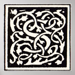 Affiches Vintage Monogram S Art Nouveau Letter