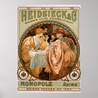 Affiches Vintage Monopole, Reims Champagne Publicité Art