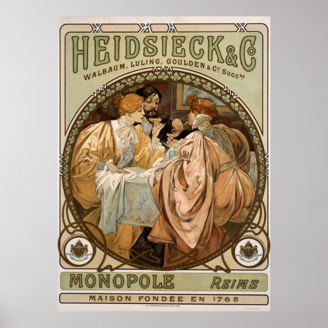 Affiches Vintage Monopole, Reims Champagne Publicité Art (Devant)