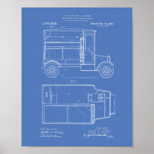 Affiches Vintage Motor Vehicle 1920 Patent Art - Blueprint