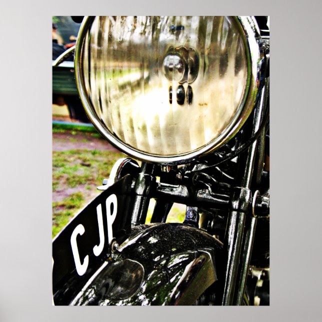 Affiches Vintage motorcycle headlight and license plate (Devant)