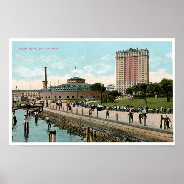 Affiches Vintage New York, Battery Park (Devant)