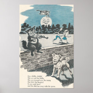 Affiches Vintage Nursery Rhyme Hey Diddle Diddle