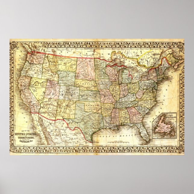 Affiches Vintage Old États-Unis États-Unis (Devant)