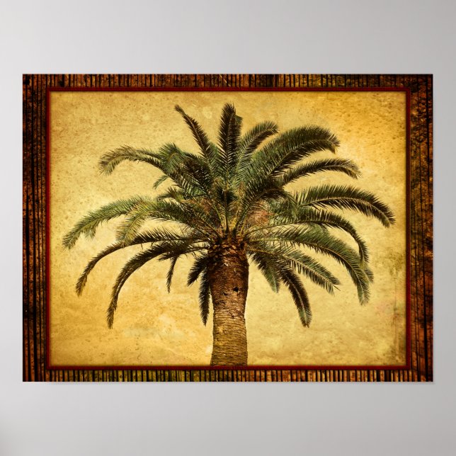 Affiches Vintage Palm Tree - Tropical Customized Template (Devant)