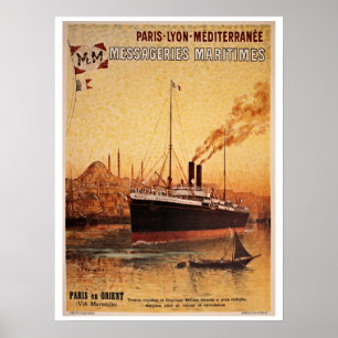 Affiches Vintage Paris Lyon Méditerranée voyage par bateau