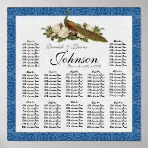 Affiches Vintage Peacock Magnolia Swirl Floral Damask