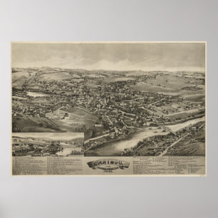 Affiches Vintage Pictorial Map of Caribou Maine