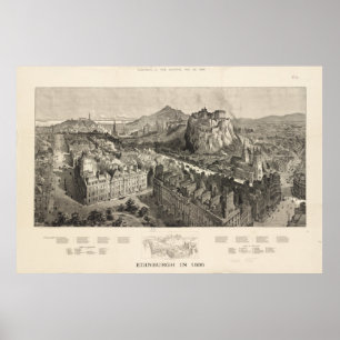 Affiches Vintage Pictorial Map of Edinburgh Scotland