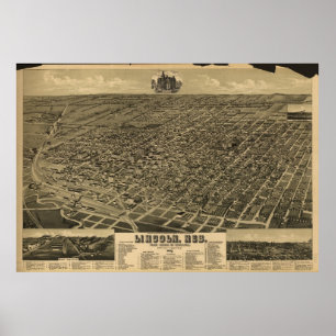 Affiches Vintage Pictorial Map of Lincoln