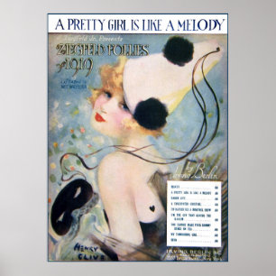 Affiches Vintage Pretty Girl est comme une mélodie