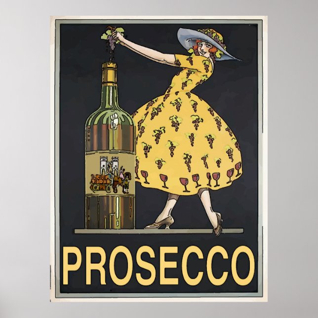 Affiches Vintage Prosecco Wine Maid (Devant)