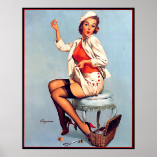 Affiches Vintage Retro coudre Pin UP Girl