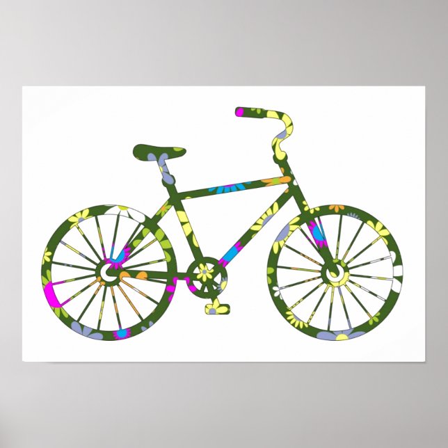 Affiches Vintage Retro Hipster Floral Bicycle (Devant)